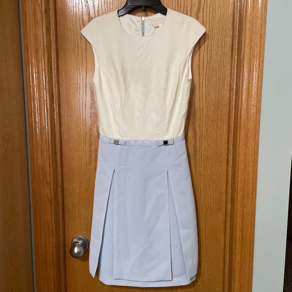 Ted Baker ColorBlue and White Color Block  Sleeveless Dress